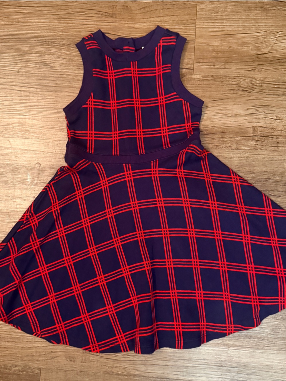 Janie and Jack Navy and Red Plaid Fit-and-Flare Dress